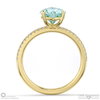 aquamarine heart side stone claw engagement ring yellow gold with 9k yellow gold metal and heart shape diamond