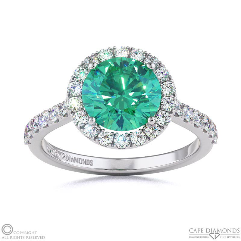 Tourmaline Round Halo Engagement Ring White Gold