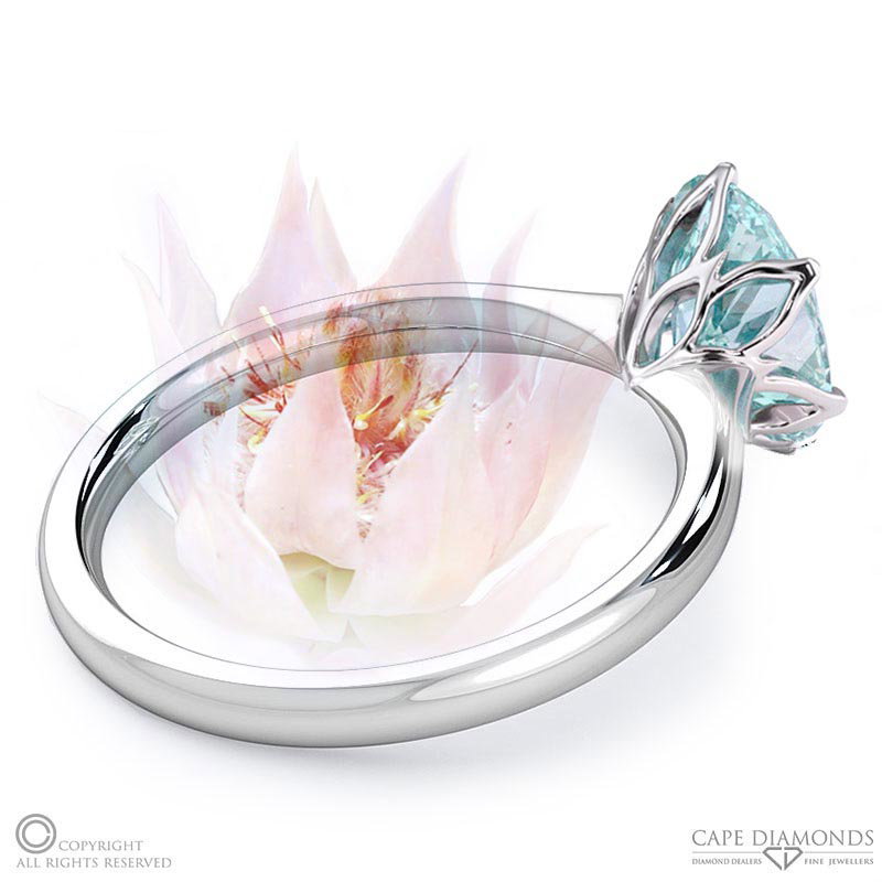 Blushing Bride Fynbos Paraiba Or Blue Tourmaline Oval Solitaire Engagement Ring White Gold