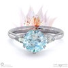 blushing bride fynbos paraiba or blue tourmaline round trillogy engagement ring white gold with 18k white gold metal and round shape diamond