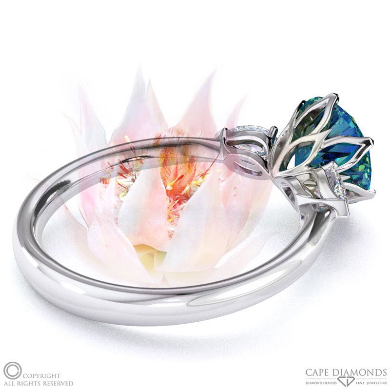 Blushing Bride Fynbos Alexandrite Round Trillogy Engagement Ring White Gold