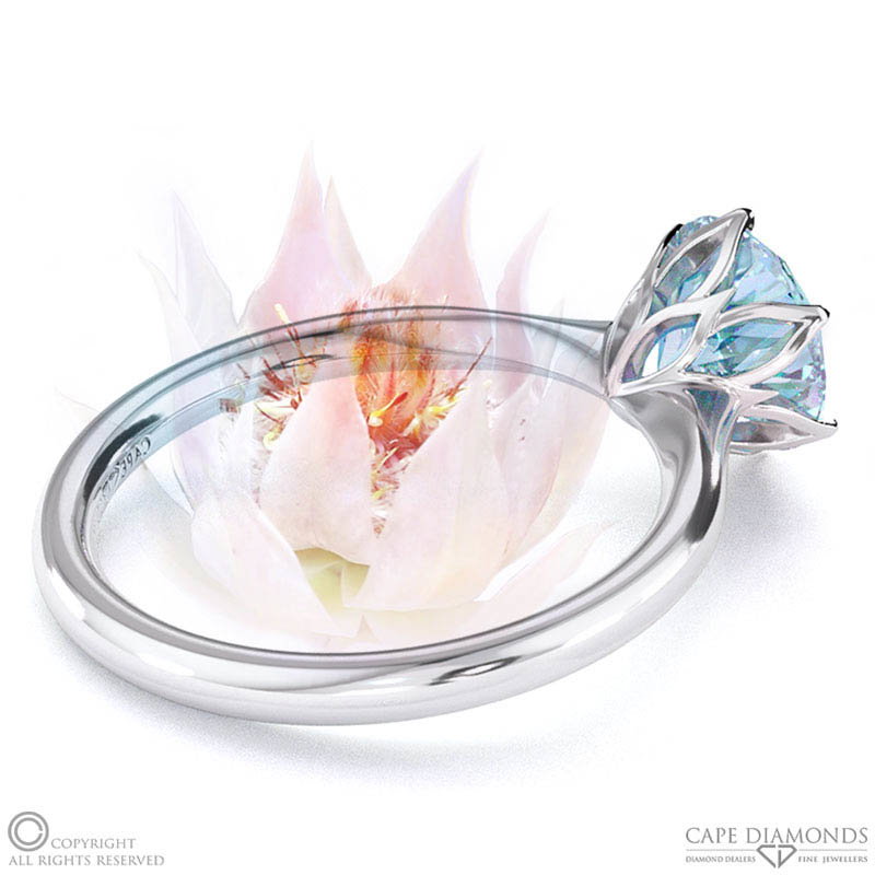 Blushing Bride Fynbos Aquamarine Round Solitaire Engagement Ring White Gold