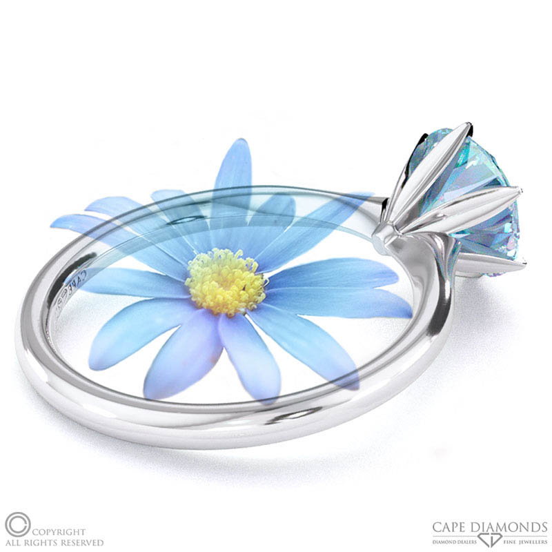 Darling Daisy Fynbos Aquamarine Solitaire Engagement Ring White Gold