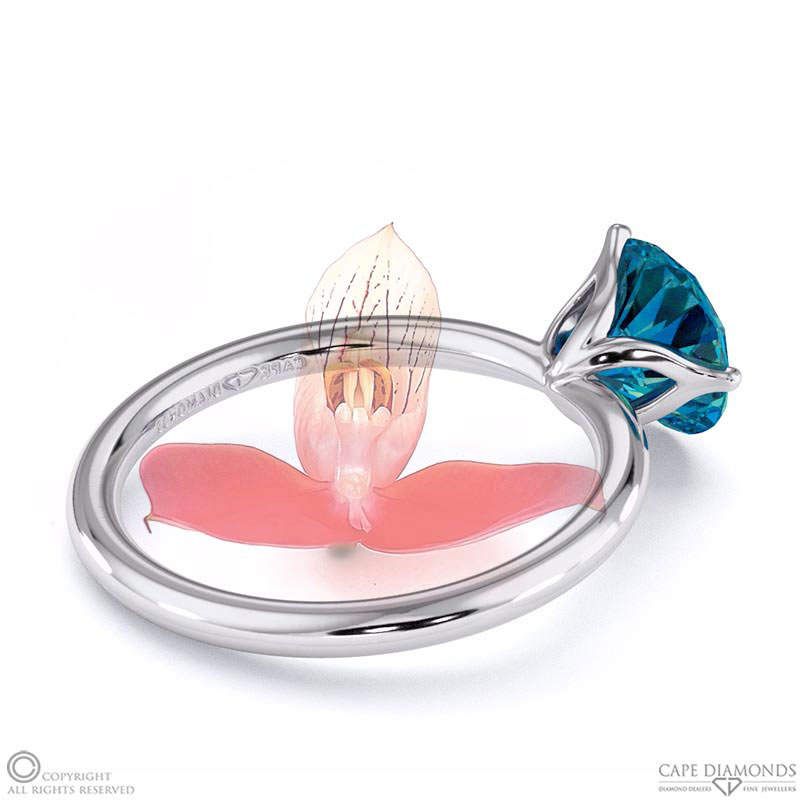 Disa Orchid Fynbos Alexandrite Solitaire Engagement Ring White Gold