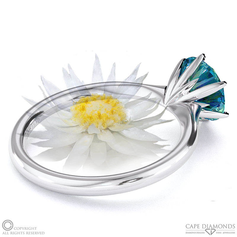 Everlasting Flower Fynbos Alexandrite Round Solitaire Engagement Ring White Gold