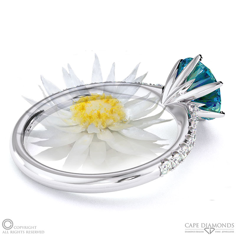 Everlasting Flower Fynbos Alexandrite Side Stone Engagement Ring White Gold
