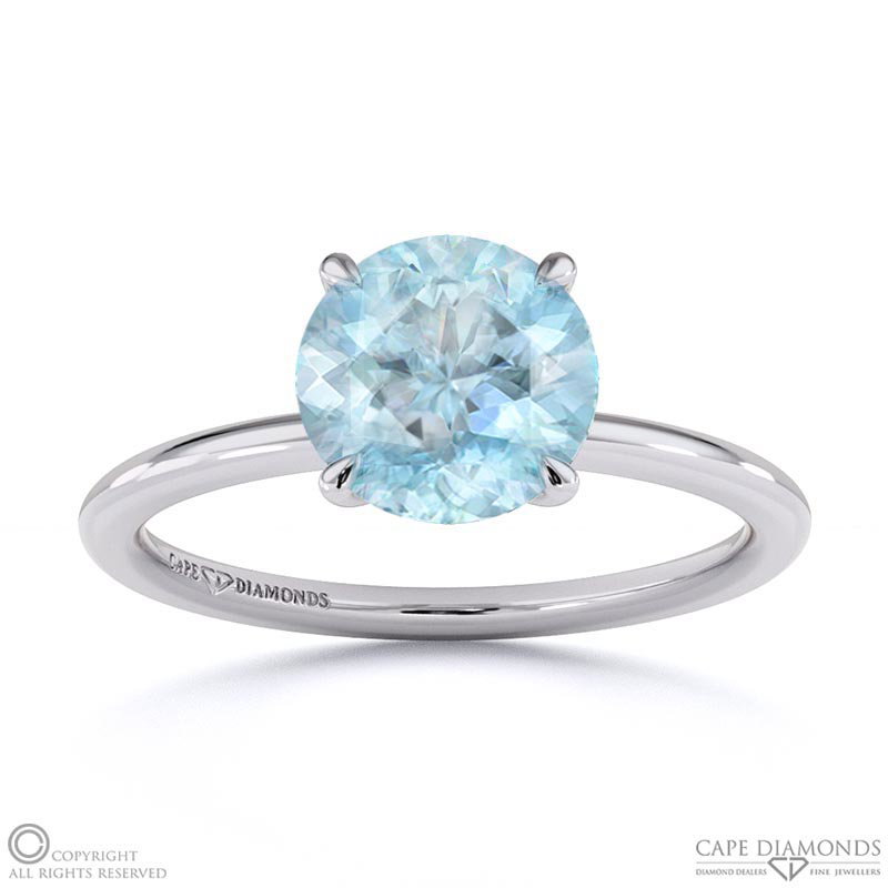 Paraiba Or Blue Tourmaline Round Solitaire Claw Engagement Ring White Gold
