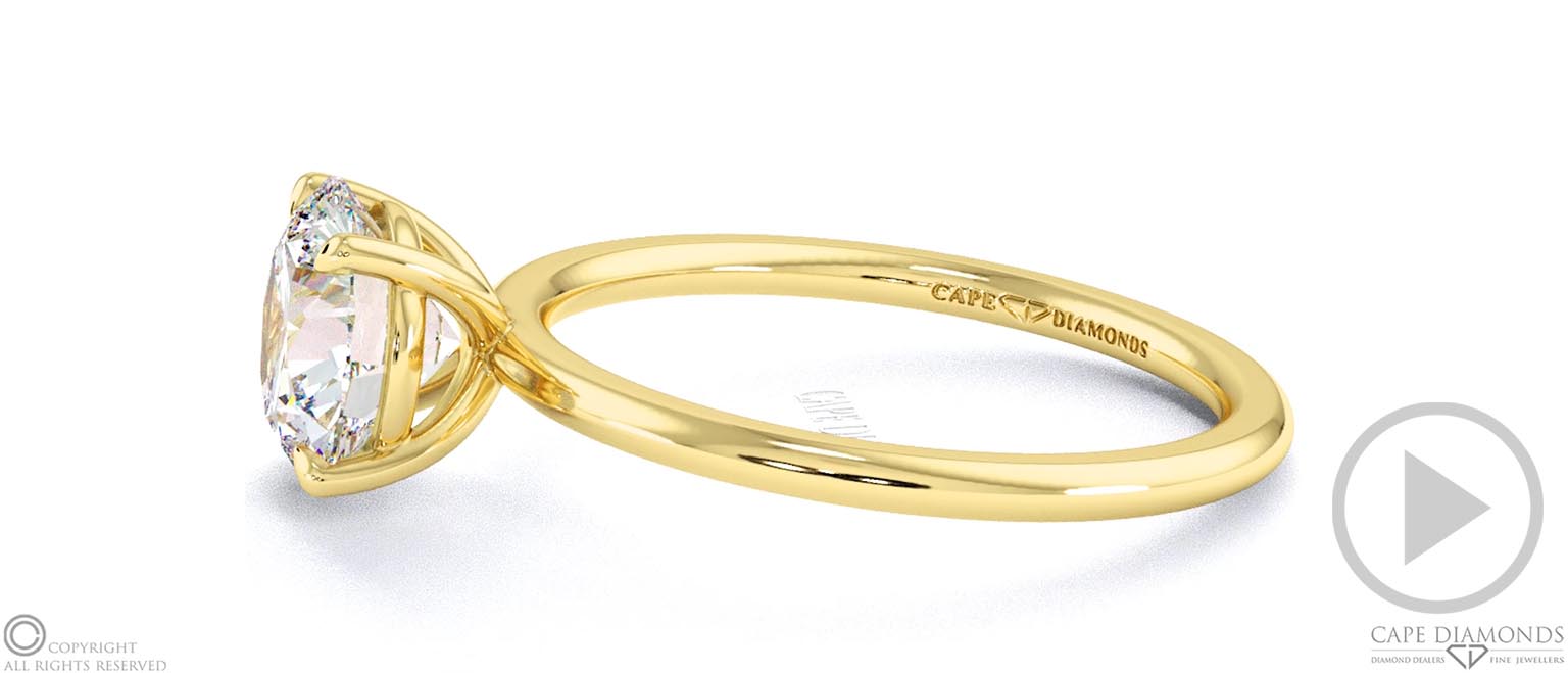 Round-Shaped Solitaire Natural Diamond Ring Yellow Gold top video