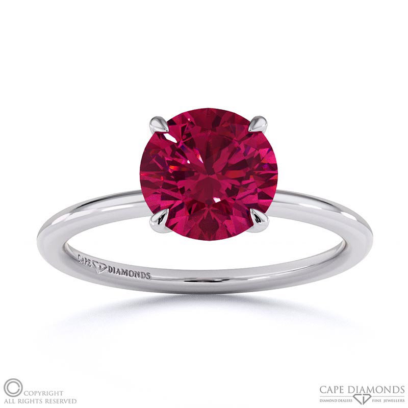 Ruby Round Solitaire Claw Engagement Ring White Gold