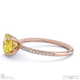 yellow lab grown diamond round side stone claw engagement ring rose gold with 9k rose gold metal and round shape diamond