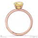 yellow lab grown diamond round side stone claw engagement ring rose gold with 9k rose gold metal and round shape diamond