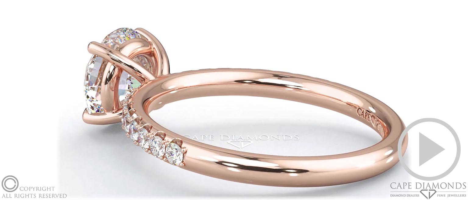 Cat Claw Round Natural Diamond Engagement Ring Rose Gold top video