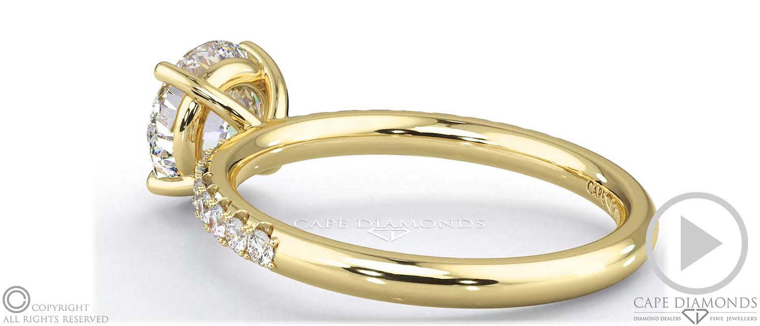 Cat Claw Round Natural Diamond Engagement Ring Yellow Gold top video