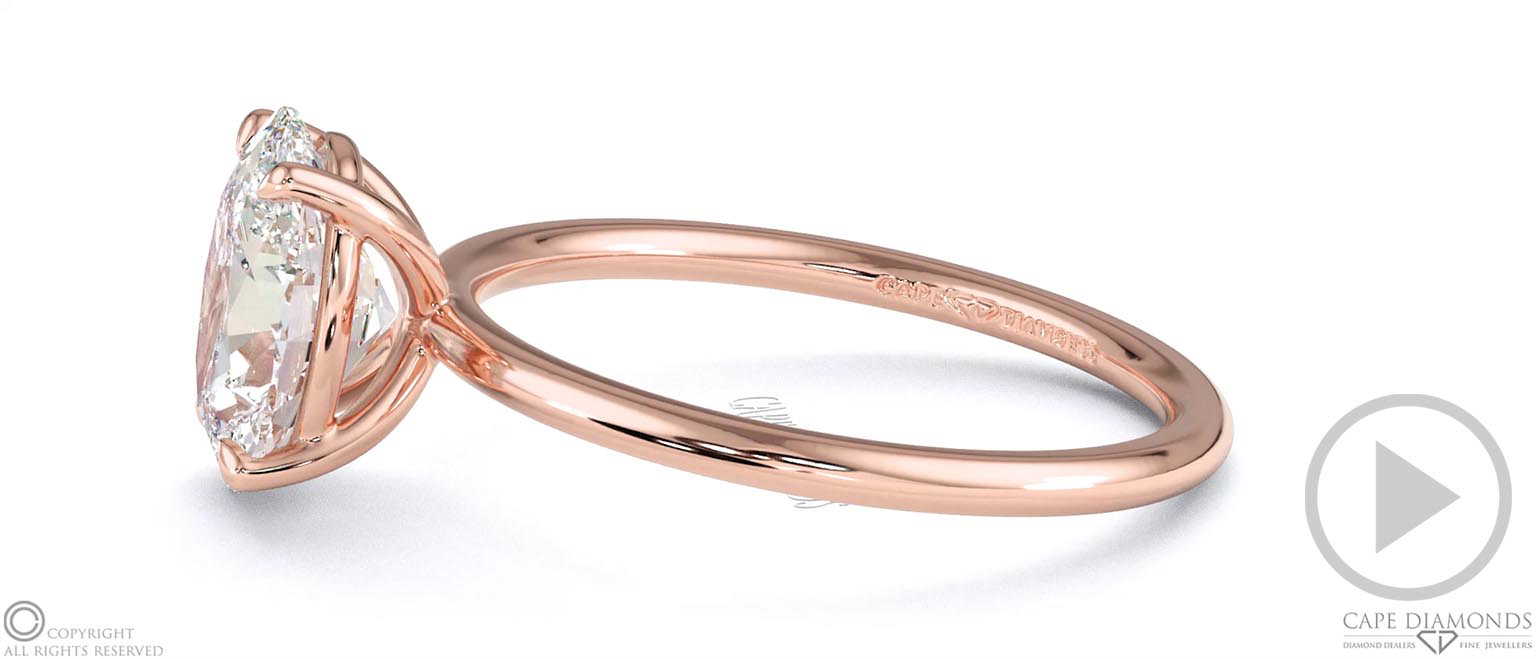 Oval-Cut Solitaire Lab Grown Diamond Ring Rose Gold With 4 Cat Claws top video
