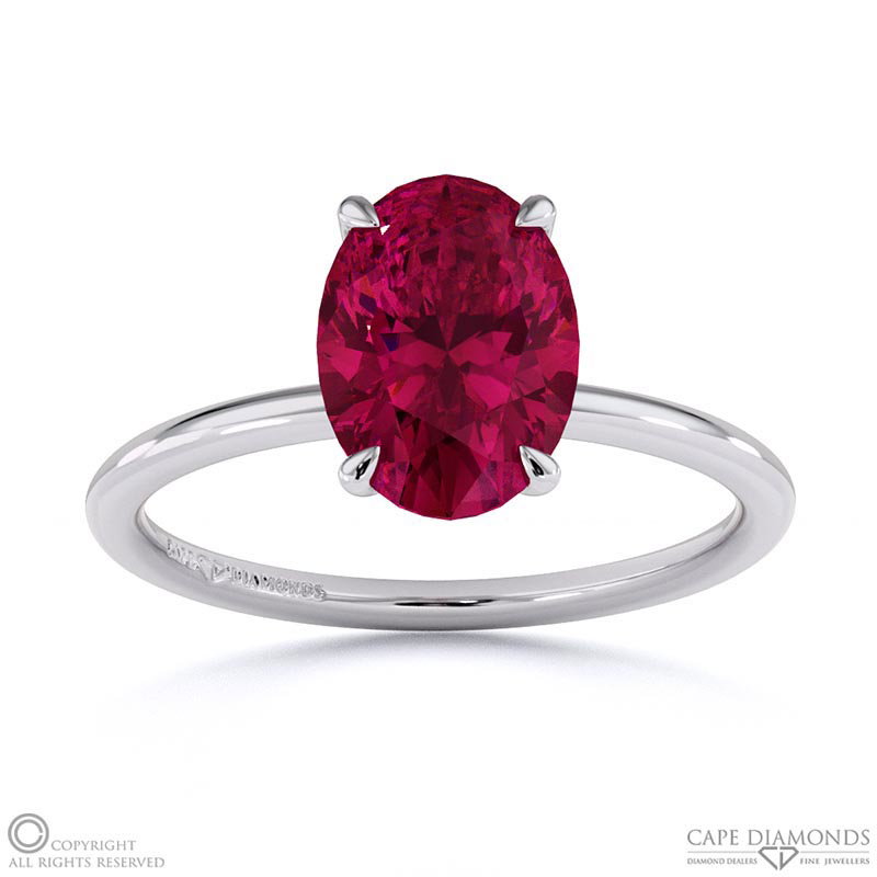 Ruby Oval Solitaire Claw Engagement Ring White Gold