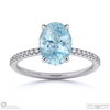 aquamarine oval side stone claw engagement ring white gold with 9k white gold metal and oval shape diamond