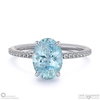 aquamarine oval side stone claw engagement ring white gold with 9k white gold metal and oval shape diamond