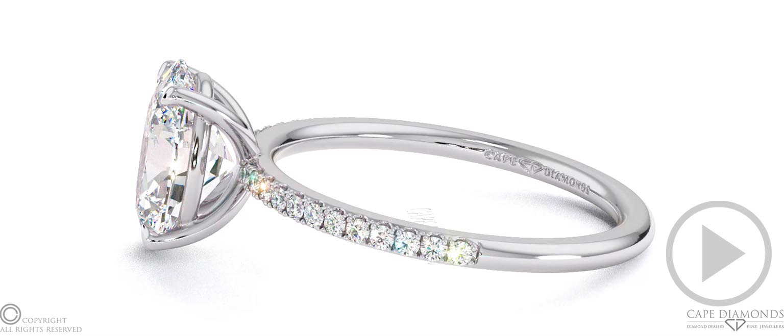 Oval-Cut Natural Diamond With Side Stones Engagement Ring White Gold top video