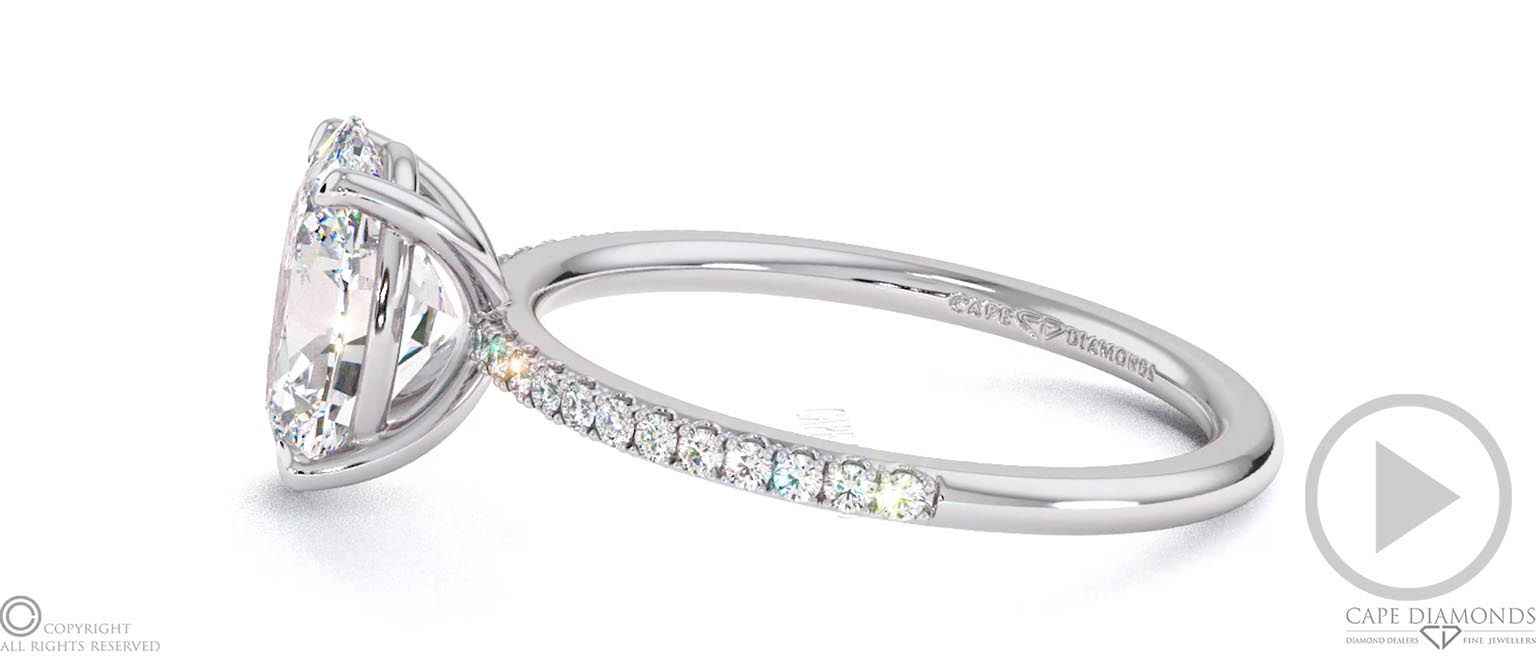 Oval Natural Diamond Four Cat Claws Side Stones White Gold top video