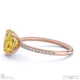 yellow lab grown diamond oval side stone claw engagement ring rose gold with 9k rose gold metal and oval shape diamond