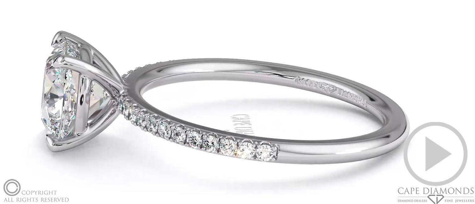 Cushion Natural Diamond Four Cat Claws Side Stones White Gold top video