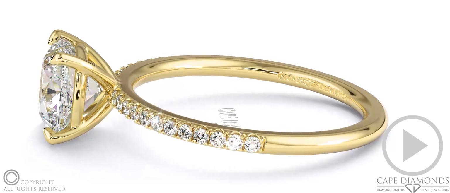 Cushion-Shaped Lab Grown Diamond With Side Stones Engagement Ring Yellow Gold top video
