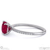 ruby cushion side stone claw engagement ring white gold with 9k white gold metal and cushion shape diamond