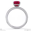 ruby cushion side stone claw engagement ring white gold with 9k white gold metal and cushion shape diamond