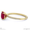 ruby cushion side stone claw engagement ring yellow gold with 9k yellow gold metal and cushion shape diamond