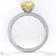 yellow lab grown diamond cushion side stone claw engagement ring white gold with 9k white gold metal and cushion shape diamond