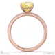 yellow lab grown diamond cushion side stone claw engagement ring rose gold with 9k rose gold metal and cushion shape diamond