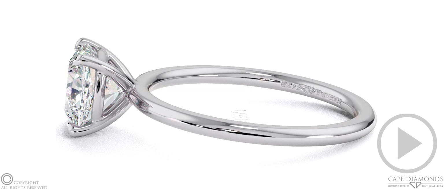 Cushion Solitaire Lab Grown Diamond Ring White Gold With Cat Claw Setting top video