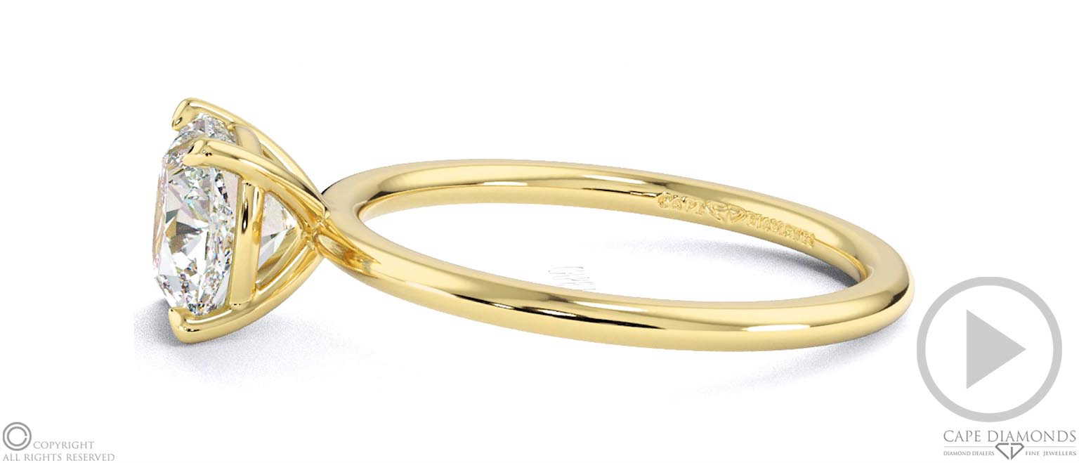 Cushion Natural Diamond Solitaire Ring Yellow Gold With Cat Claw Setting top video