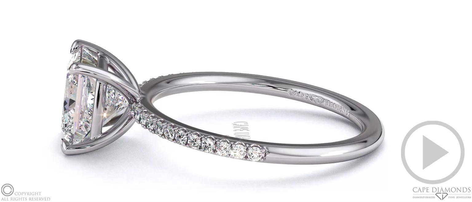 Princess-Cut Natural Diamond With Side Stones Engagement Ring Platinum top video