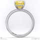 yellow lab grown diamond princess side stone claw engagement ring platinum with platinum metal and princess shape diamond