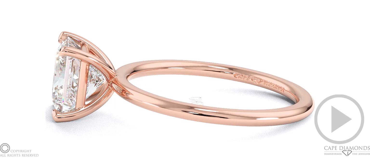 Princess-Cut Solitaire Natural Diamond Ring Rose Gold With 4 Cat Claws top video