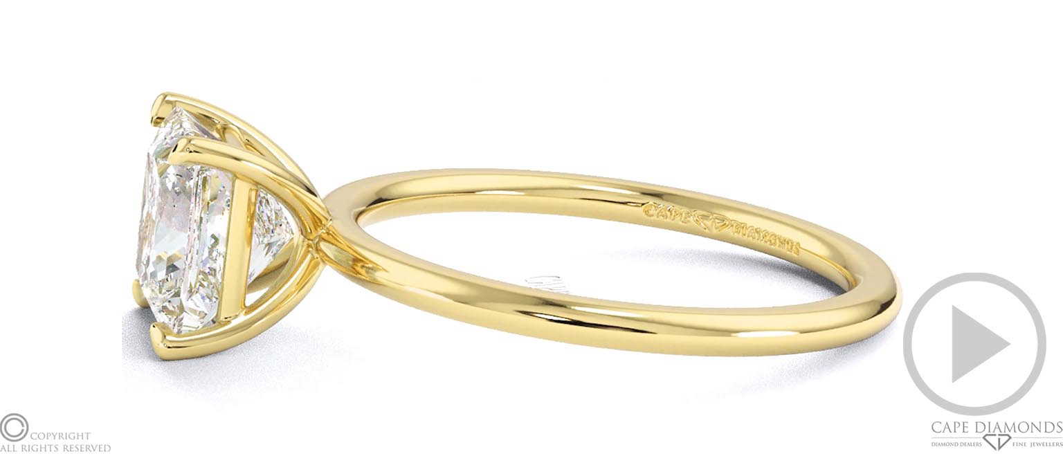 Princess-Cut Solitaire Lab Grown Diamond Ring Yellow Gold top video