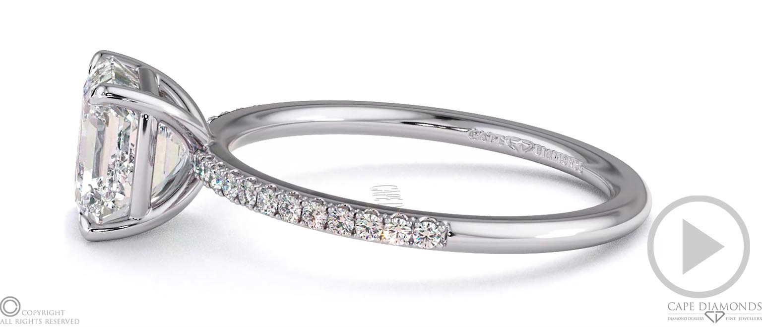 Asscher Lab Grown Diamond Four Cat Claws Side Stones Platinum top video