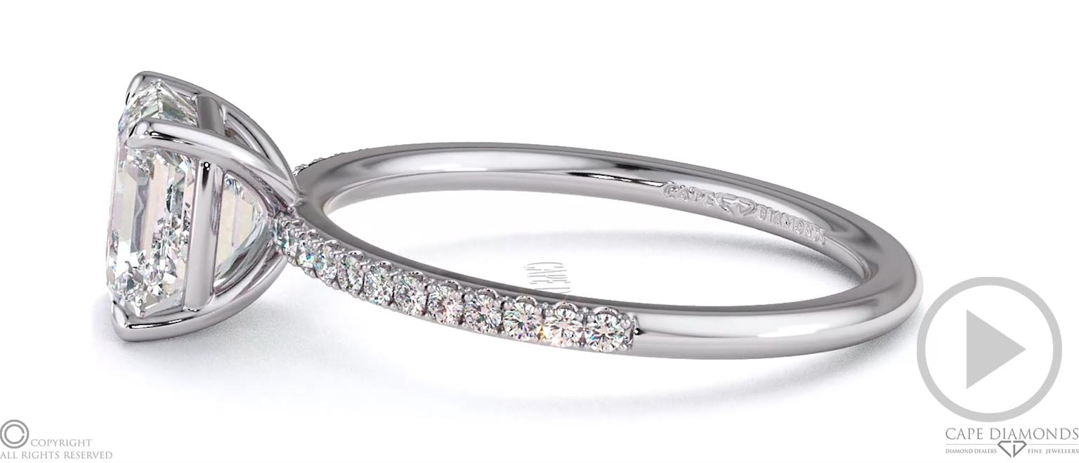 Asscher-Cut Natural Diamond With Side Stones Engagement Ring Platinum top video