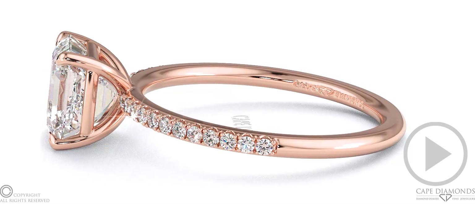 Moissanite Asscher 4 Cat Claw Side Stones top video