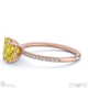 yellow lab grown diamond asscher side stone claw engagement ring rose gold with 9k rose gold metal and asscher shape diamond