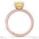 yellow lab grown diamond asscher side stone claw engagement ring rose gold with 9k rose gold metal and asscher shape diamond