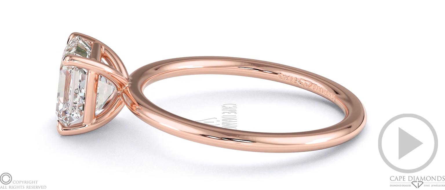 Asscher Solitaire Lab Grown Diamond Ring Rose Gold top video