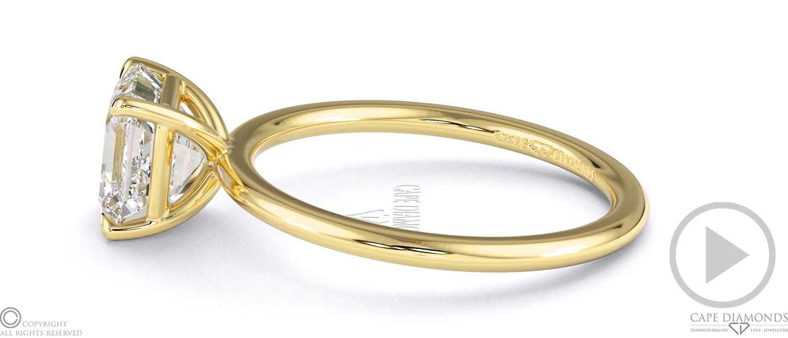 Asscher-Shaped Solitaire Lab Grown Diamond Ring Yellow Gold top video