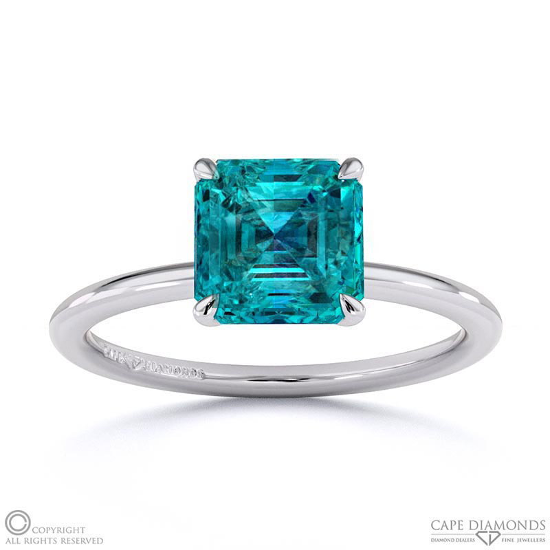 Alexandrite Asscher Solitaire Claw Engagement Ring White Gold