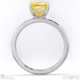 yellow lab grown diamond asscher solitaire claw engagement ring platinum with platinum metal and asscher shape diamond