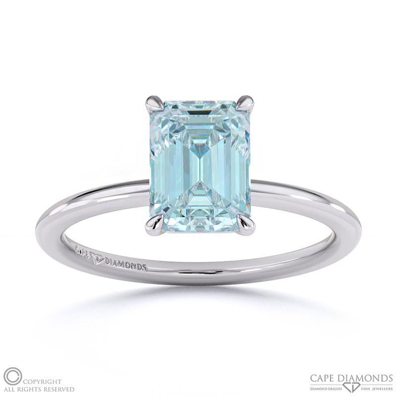 Aquamarine Emerald Solitaire Claw Engagement Ring White Gold