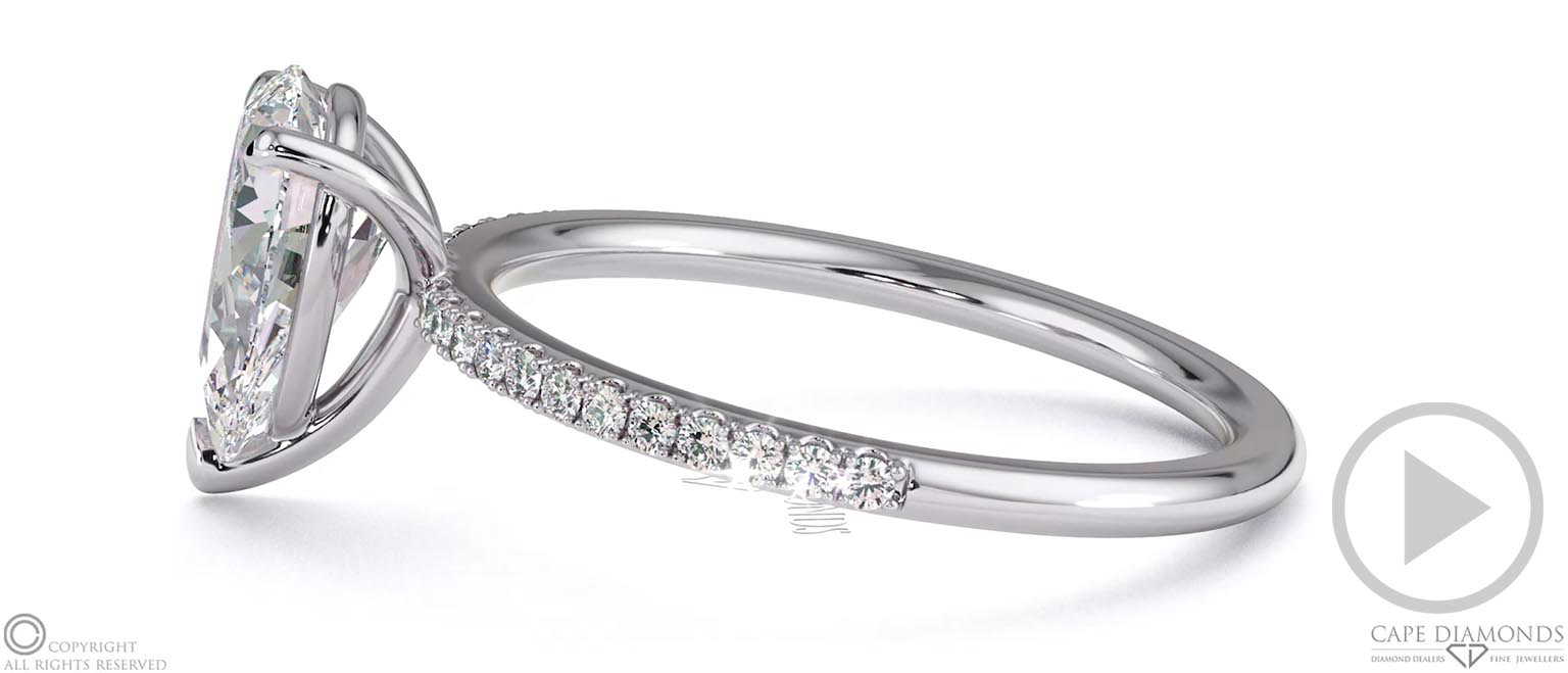 Pear Cut Natural Diamond Four Claw Side Stones White Gold top video