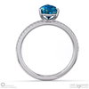 teal sapphire pear side stone claw engagement ring platinum with platinum metal and pear shape diamond
