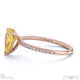 yellow natural diamond pear side stone claw engagement ring rose gold with 9k rose gold metal and pear shape diamond